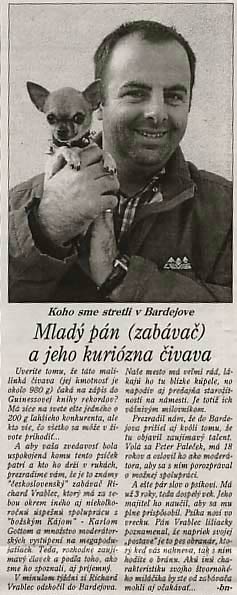 Bardejovské novosti, marec 2004: Mladý pán (zabávač) a jeho kuriózna čivava